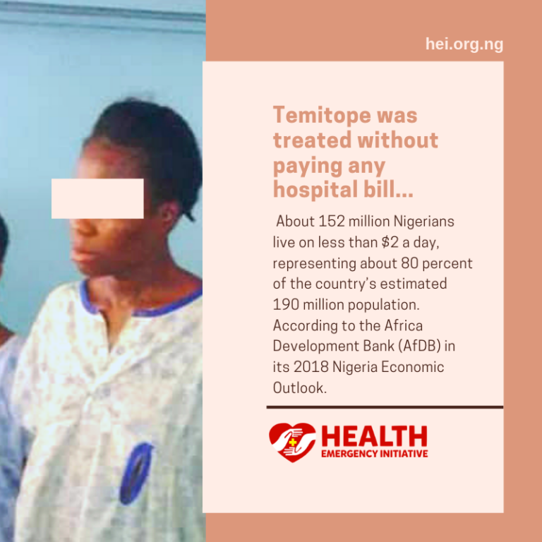 Temitope was treated without paying any hospital bill…